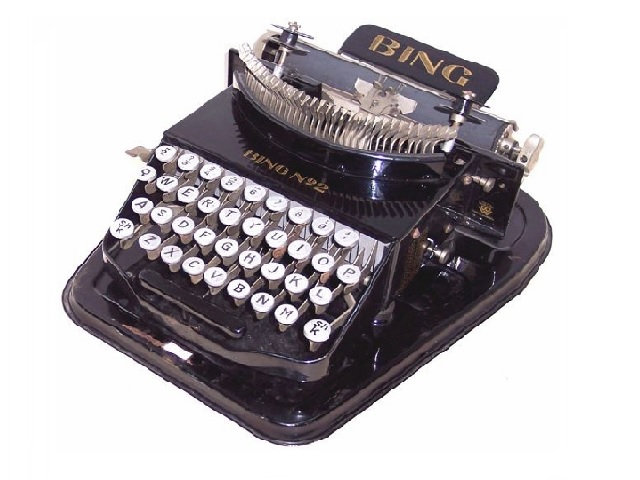 A right front view from the typist's POV.