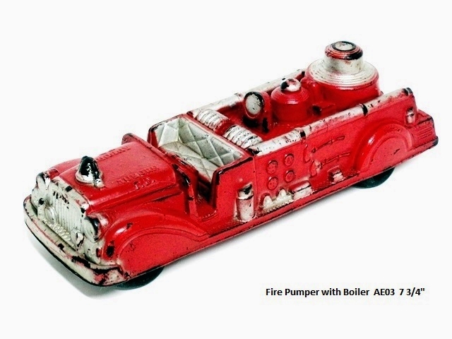 A fire pumper with boiler. It is 7 3/4 long.
