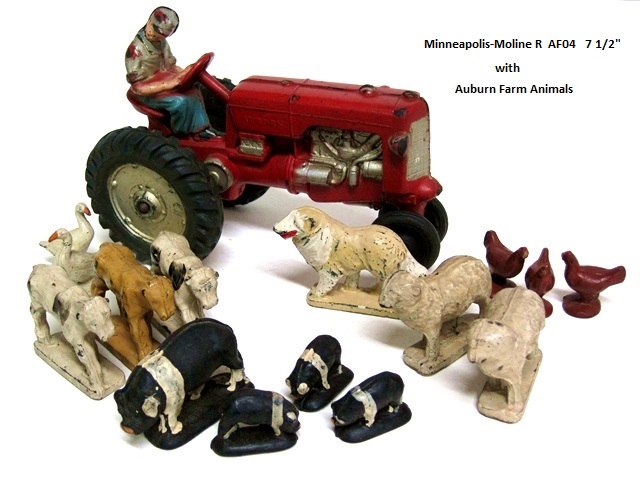 Minneapolis Moline R tractor, red, 7 3/8 inch.