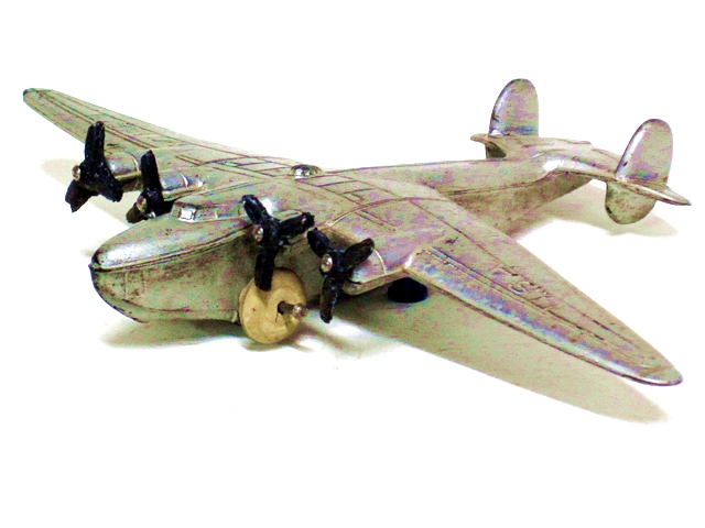 Side view of the silver Boing C-97 Clipper.