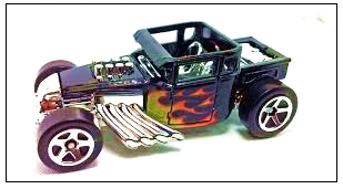 This is a photo of one of my Hotwheels Boneshaker hotrods, great favorites of mine.