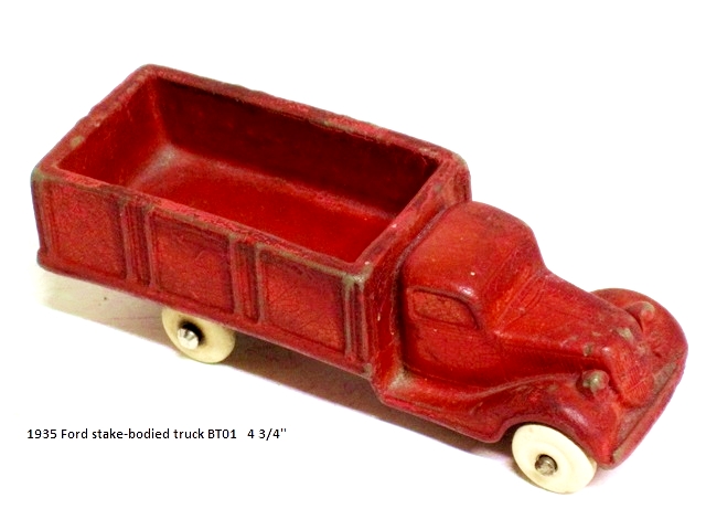This view is of the red stake truck with single rear wheels. The truck beds are deep and perfect for loading with the stuff ideal for boys and girls.