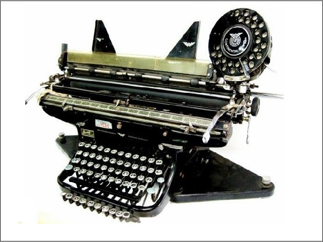 A frontal view of the Continental accounting typewriter, an German made machine which, like most of its kind, is very large and very heavy. I will be adding more photos of the typewriter soon.