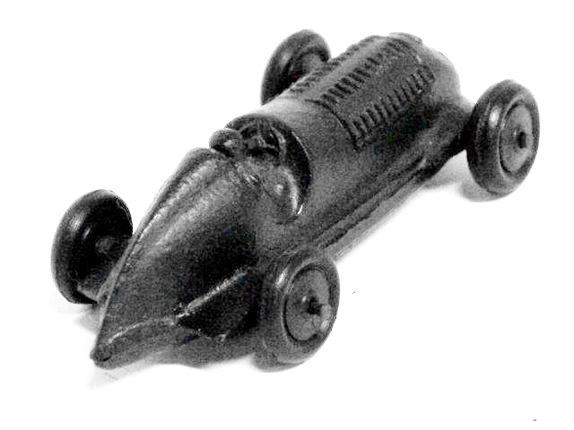 The race car viewed from the right front quarter.