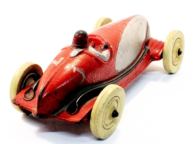 Another view of the red and silver open racer, this one photographed from the right rear quarter.