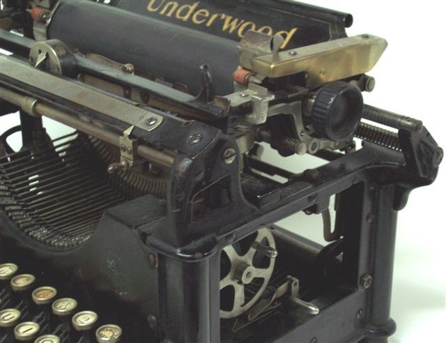 This is a close-up photo of the right side of the typewriter, described more fully above.