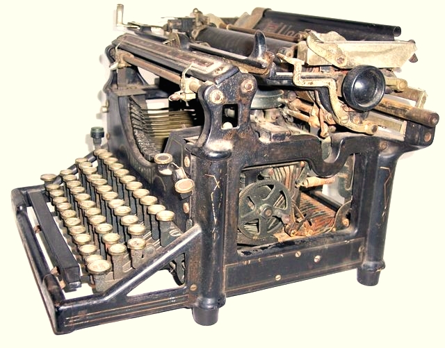 This No. 5 went to a new owner in as-found condition. This picture shows the type basket, typebars, and inner works to be a continuation of the successful design of its predecessor, albeit rusty.