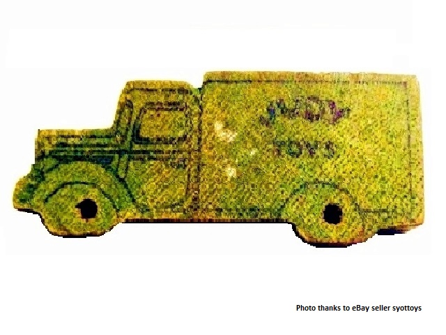 This photo is of a wartime -- I believe -- toy panel truck  made by Judy. It is green, with Judy printed 0n the side in black letters.
